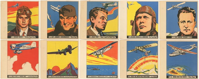 1936 R65 Goudey "History of Aviation" High Grade Complete Set (10)